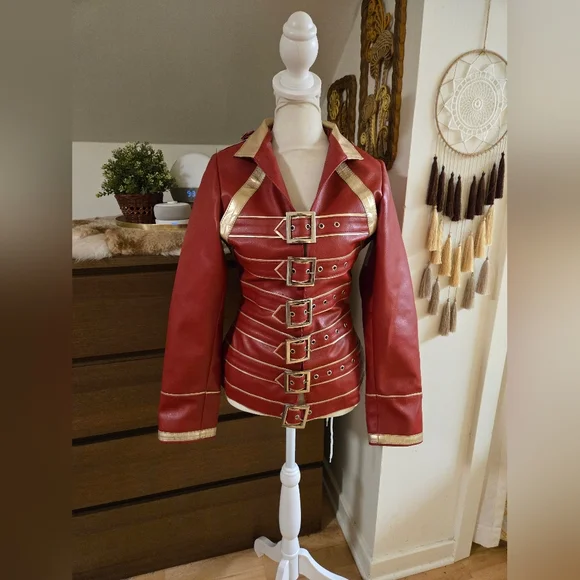 Queen Freddie Mercury red leather buckle concert jacket - Picture 1 of 9